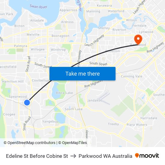 Edeline St Before Cobine St to Parkwood WA Australia map