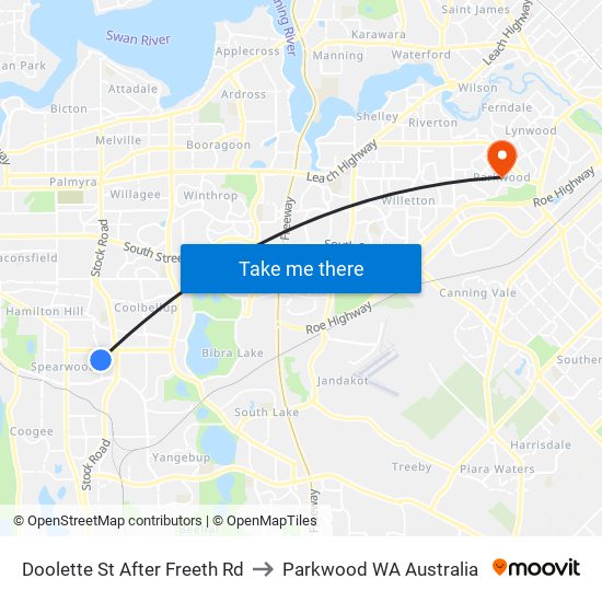 Doolette St After Freeth Rd to Parkwood WA Australia map