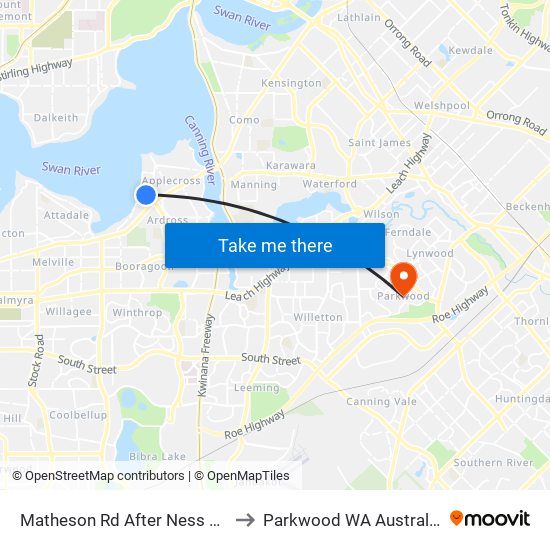 Matheson Rd After Ness Rd to Parkwood WA Australia map