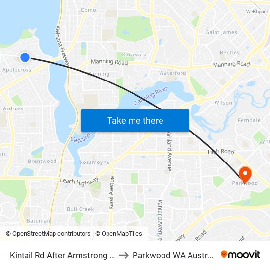 Kintail Rd After Armstrong Rd to Parkwood WA Australia map