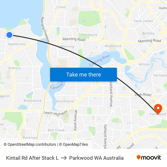 Kintail Rd After Stack L to Parkwood WA Australia map