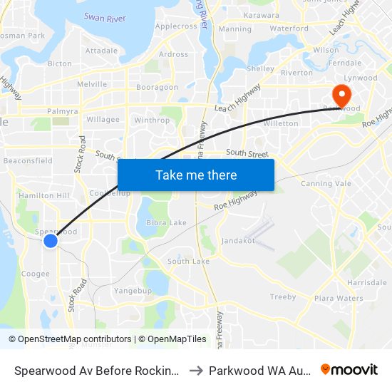 Spearwood Av Before Rockingham Rd to Parkwood WA Australia map