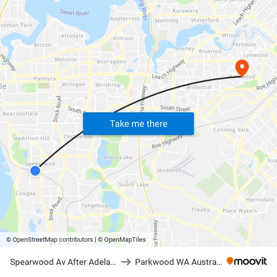 Spearwood Av After Adela Pl to Parkwood WA Australia map