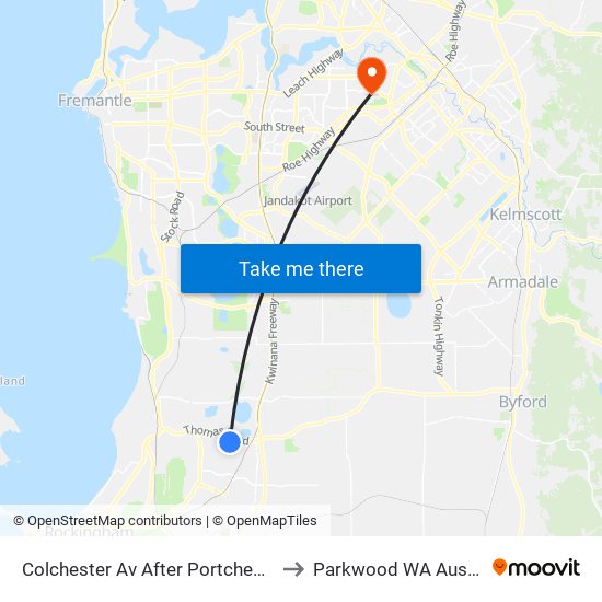 Colchester Av After Portchester Av to Parkwood WA Australia map