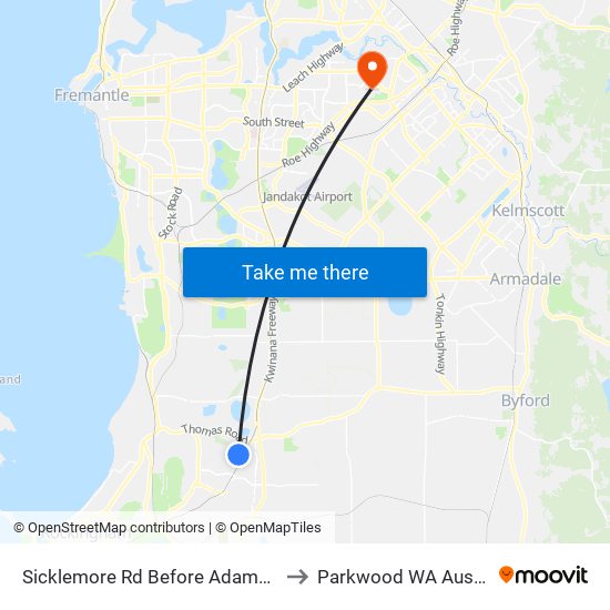 Sicklemore Rd Before Adamson Rd to Parkwood WA Australia map