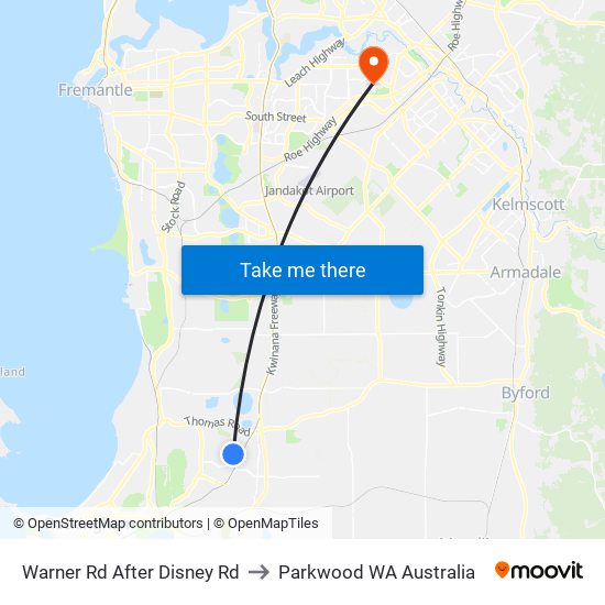 Warner Rd After Disney Rd to Parkwood WA Australia map