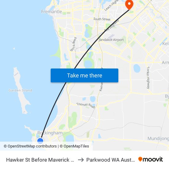 Hawker St Before Maverick Prom to Parkwood WA Australia map