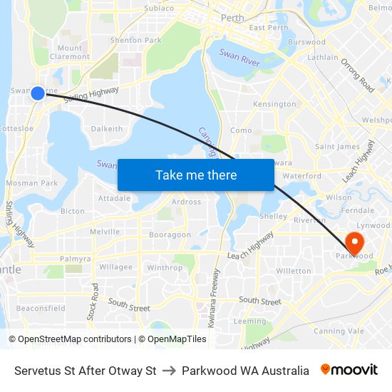 Servetus St After Otway St to Parkwood WA Australia map