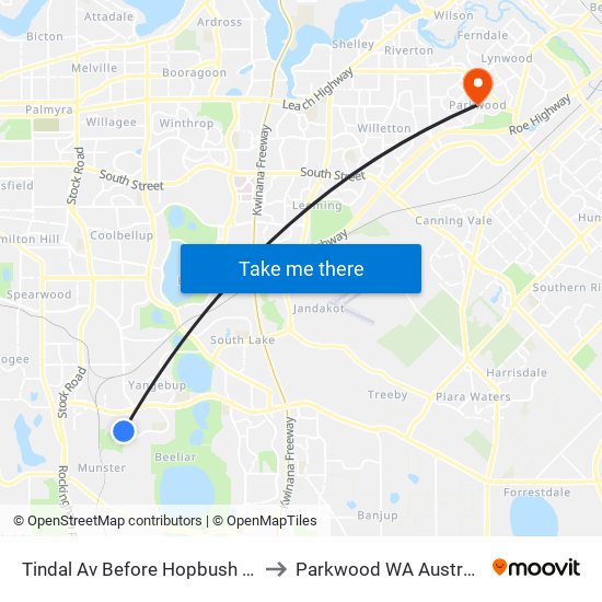 Tindal Av Before Hopbush Wy to Parkwood WA Australia map