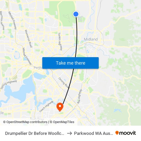 Drumpellier Dr Before Woollcott Ave to Parkwood WA Australia map