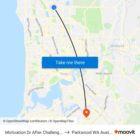 Motivation Dr After Challenge Bvd to Parkwood WA Australia map