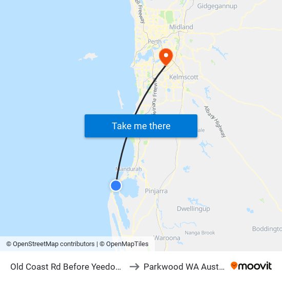 Old Coast Rd Before Yeedong Rd to Parkwood WA Australia map