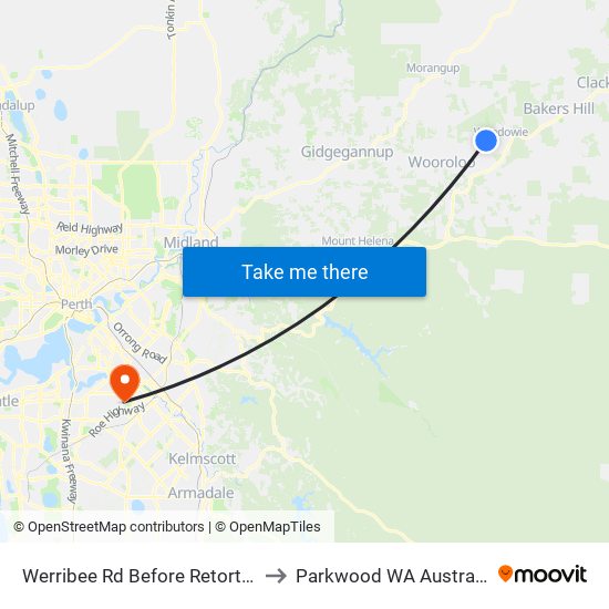 Werribee Rd Before Retort Cl to Parkwood WA Australia map