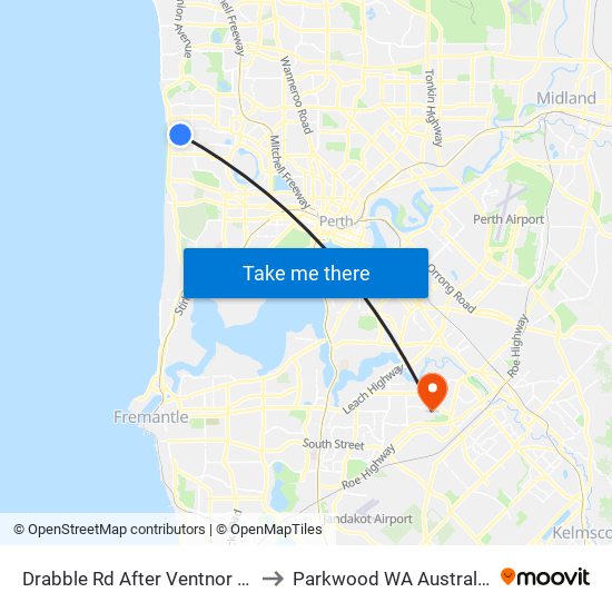 Drabble Rd After Ventnor St to Parkwood WA Australia map