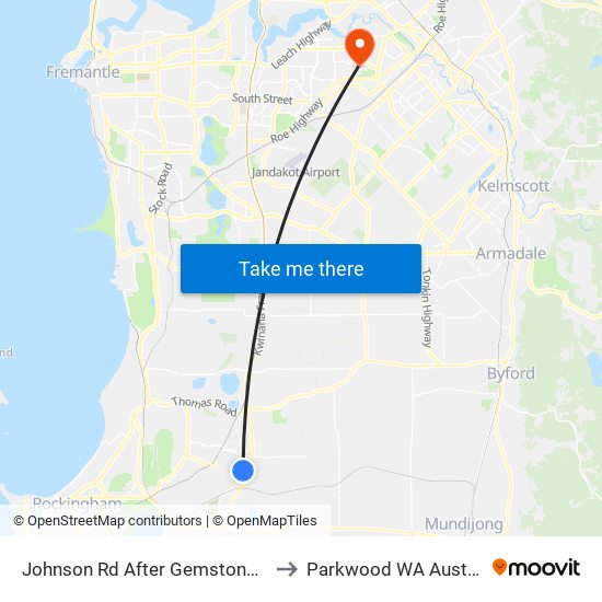 Johnson Rd After Gemstone Pde to Parkwood WA Australia map