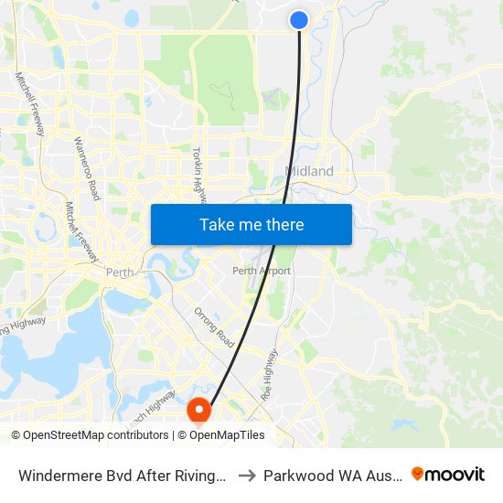 Windermere Bvd After Rivington Ent to Parkwood WA Australia map