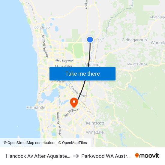 Hancock Av After Aqualate Av to Parkwood WA Australia map