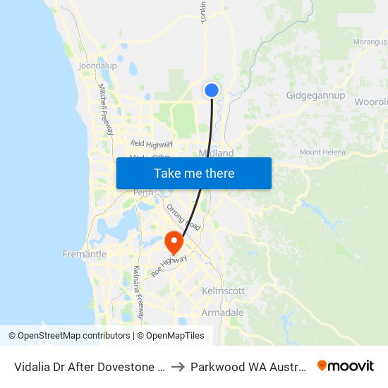 Vidalia Dr After Dovestone Rd to Parkwood WA Australia map
