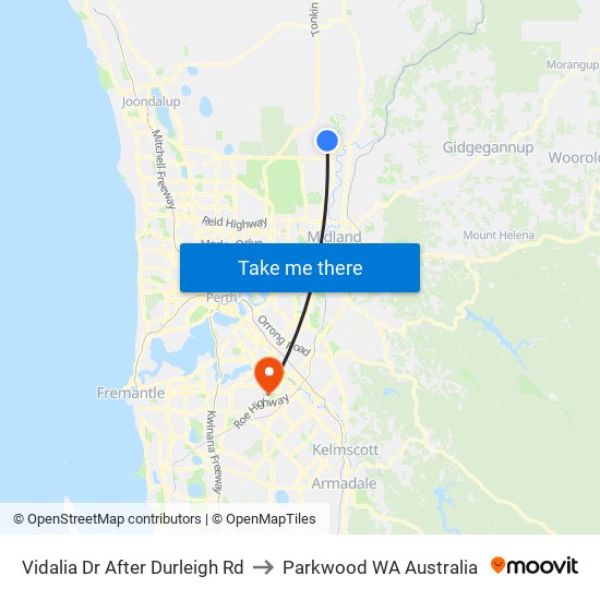 Vidalia Dr After Durleigh Rd to Parkwood WA Australia map