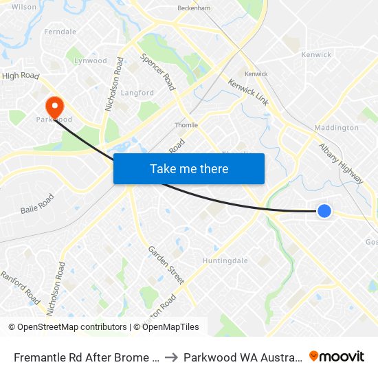 Fremantle Rd After Brome St to Parkwood WA Australia map
