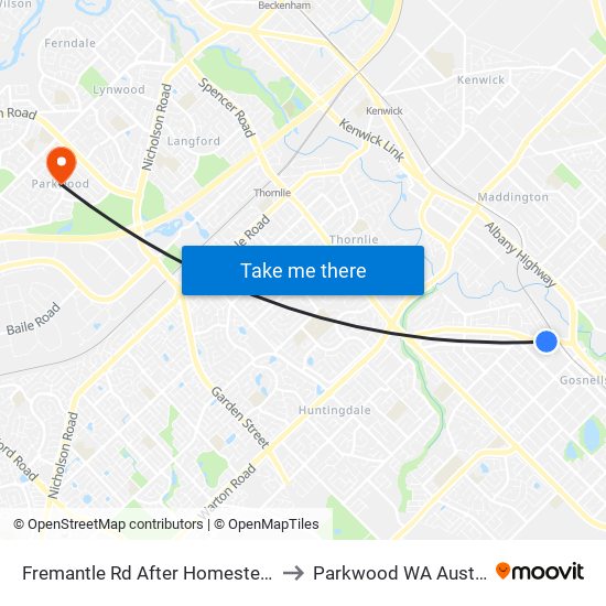 Fremantle Rd After Homestead Rd to Parkwood WA Australia map