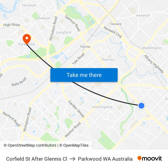 Corfield St After Glennis Cl to Parkwood WA Australia map