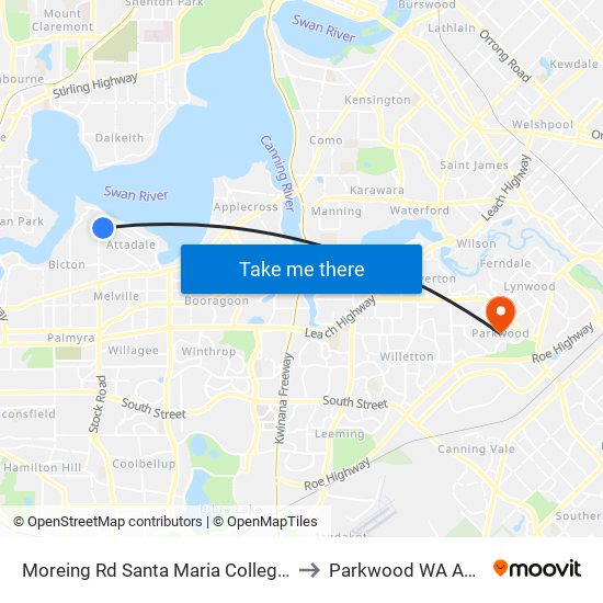 Moreing Rd Santa Maria College Stamd 1 to Parkwood WA Australia map