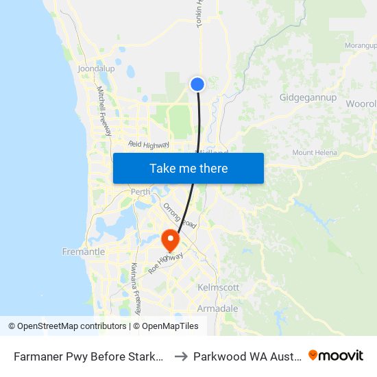 Farmaner Pwy Before Starke Turn to Parkwood WA Australia map