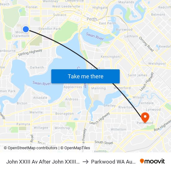 John XXIII Av After John XXIII College to Parkwood WA Australia map