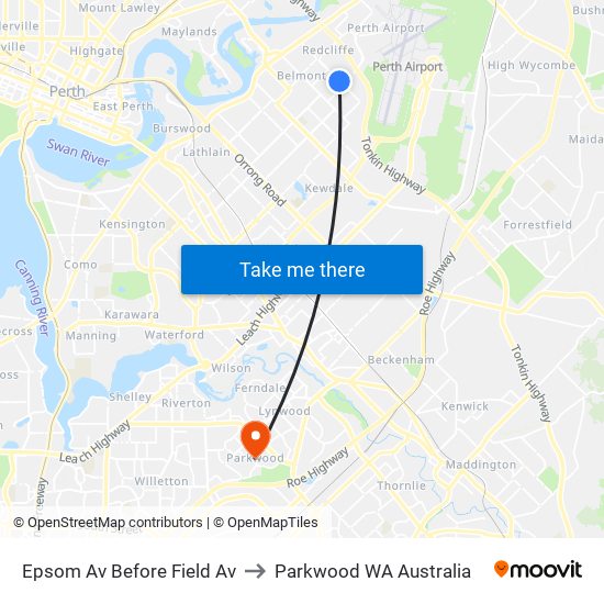 Epsom Av Before Field Av to Parkwood WA Australia map