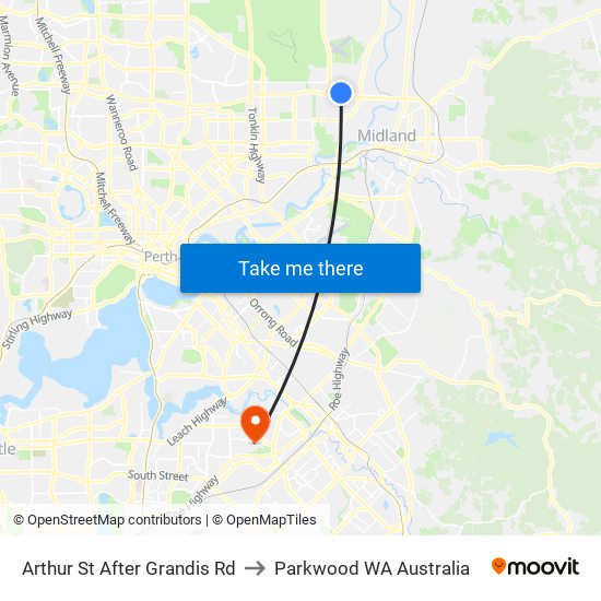 Arthur St After Grandis Rd to Parkwood WA Australia map