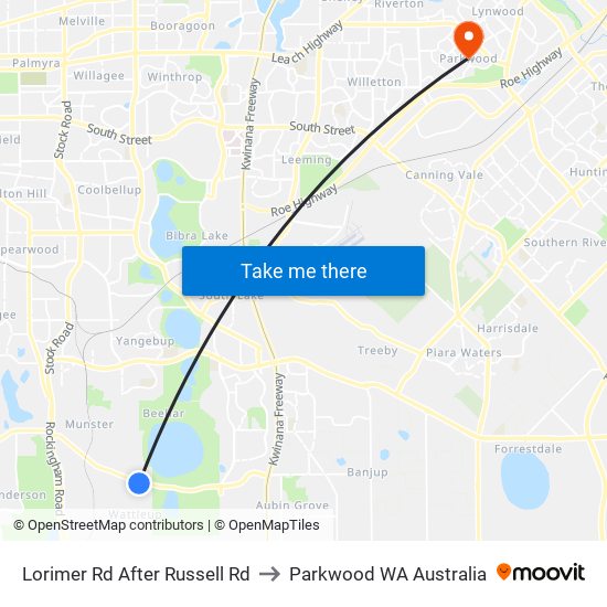 Lorimer Rd After Russell Rd to Parkwood WA Australia map