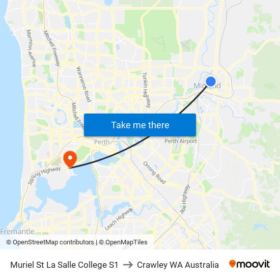 Muriel St La Salle College S1 to Crawley WA Australia map