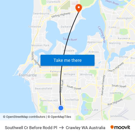 Southwell Cr Before Rodd Pl to Crawley WA Australia map