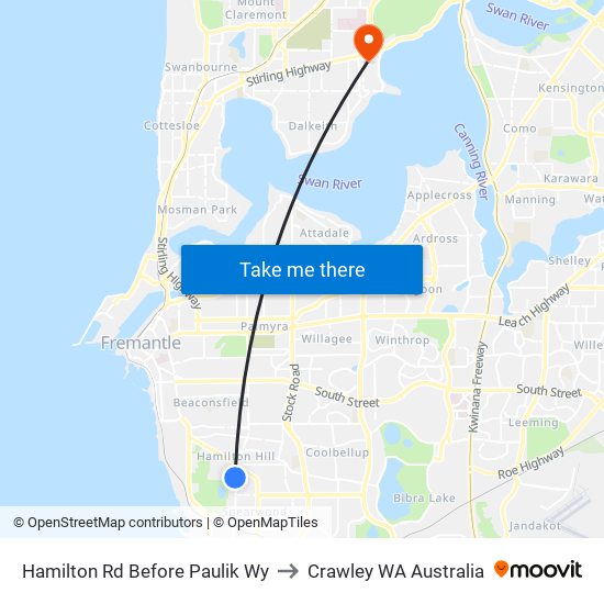 Hamilton Rd Before Paulik Wy to Crawley WA Australia map