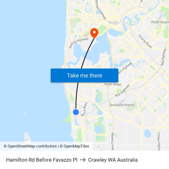 Hamilton Rd Before Favazzo Pl to Crawley WA Australia map