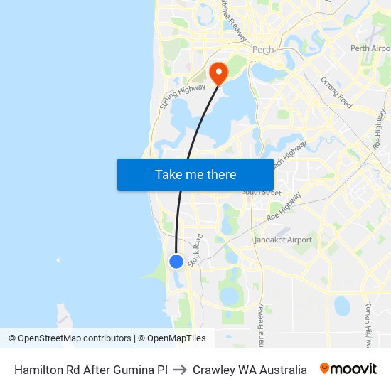 Hamilton Rd After Gumina Pl to Crawley WA Australia map