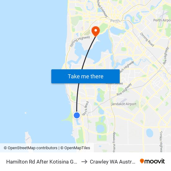 Hamilton Rd After Kotisina Gdns to Crawley WA Australia map