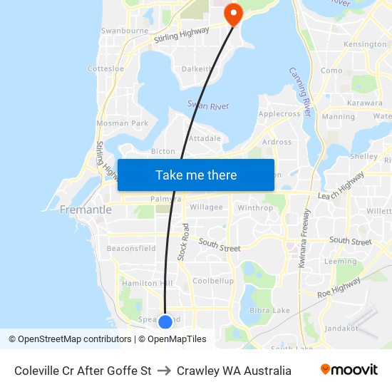 Coleville Cr After Goffe St to Crawley WA Australia map