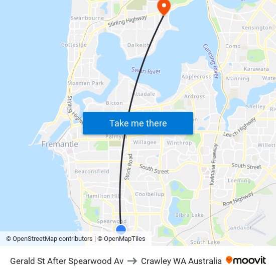Gerald St After Spearwood Av to Crawley WA Australia map