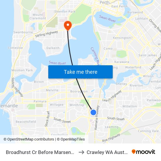 Broadhurst Cr Before Marsengo Rd to Crawley WA Australia map