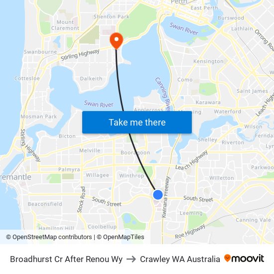 Broadhurst Cr After Renou Wy to Crawley WA Australia map