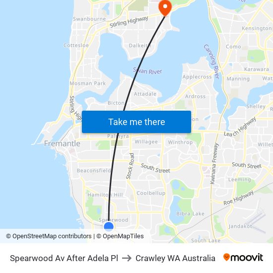 Spearwood Av After Adela Pl to Crawley WA Australia map