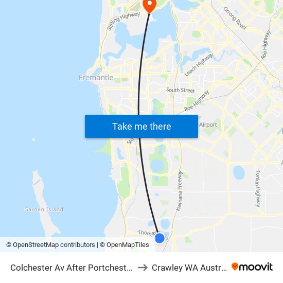 Colchester Av After Portchester Av to Crawley WA Australia map