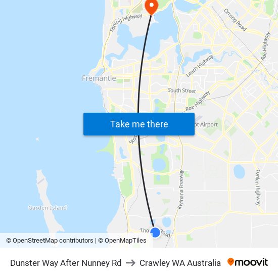 Dunster Way After Nunney Rd to Crawley WA Australia map