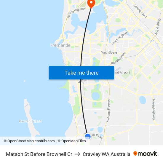 Matson St Before Brownell Cr to Crawley WA Australia map