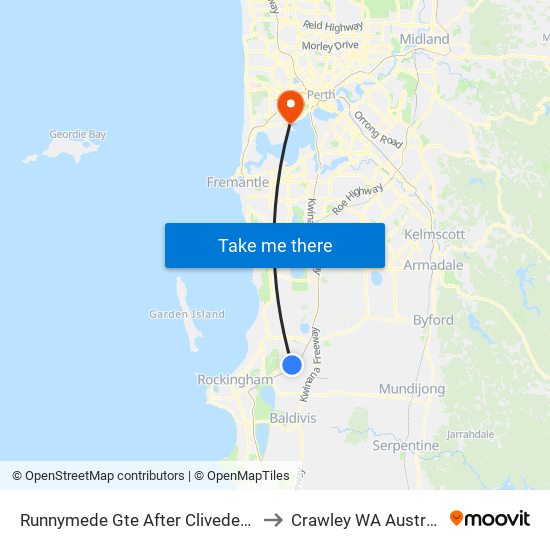 Runnymede Gte After Cliveden Av to Crawley WA Australia map