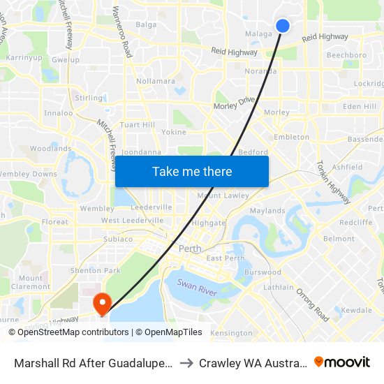 Marshall Rd After Guadalupe Dr to Crawley WA Australia map