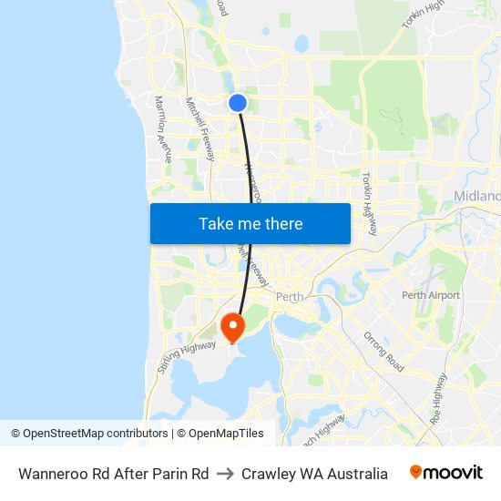 Wanneroo Rd After Parin Rd to Crawley WA Australia map