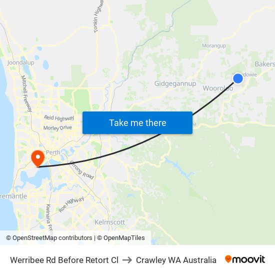 Werribee Rd Before Retort Cl to Crawley WA Australia map